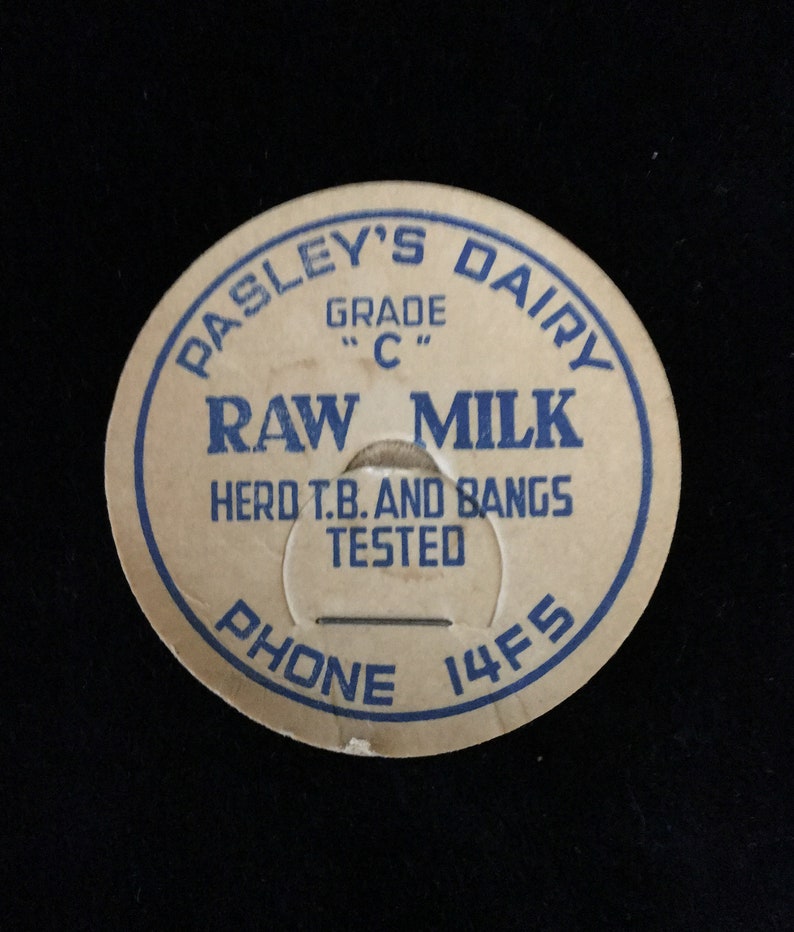 1916 Pasley's Dairy Milk Cap and 1955 Pleasant Farms One | Etsy