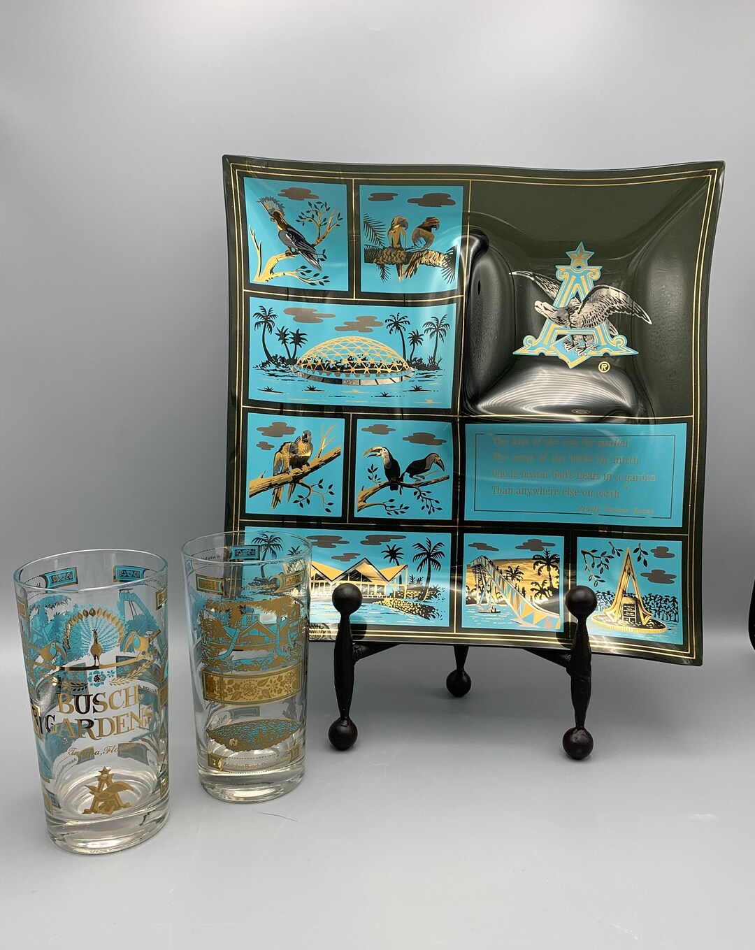 Vintage Tampa Busch Gardens Souvenir Divided Dish and Two Etsy