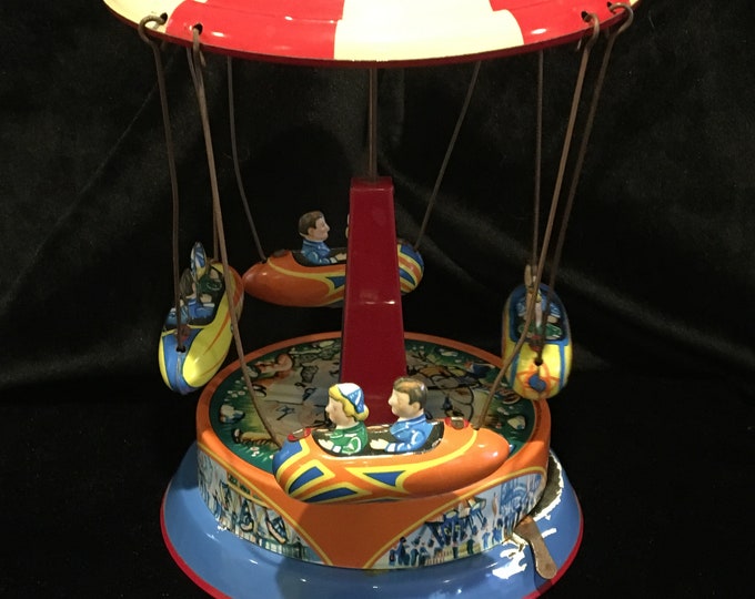 Vintage Blomer Schuler Sky Flying Rocket Ride Carousel Tin Etsy