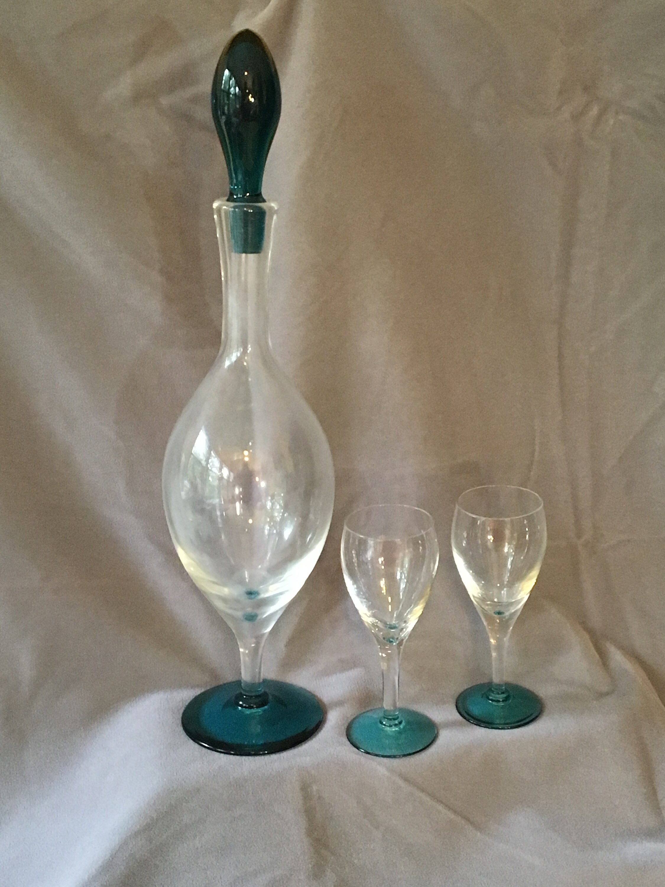 Vintage Decanter with 2 Matching Cordial Glasses Clear and Etsy