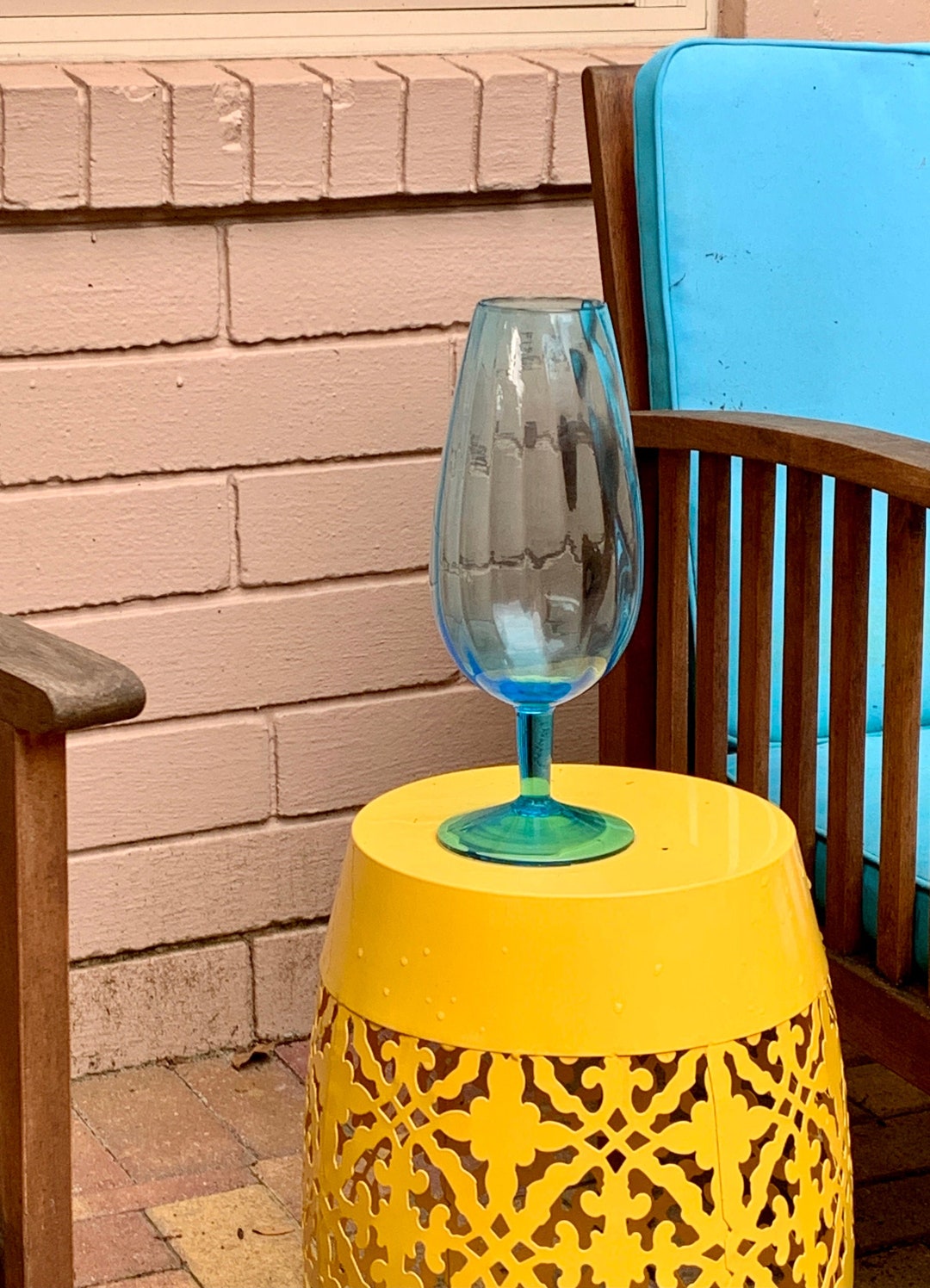 Tall Blue Glass Vase Vintage It Could Be a Wine Glass Etsy