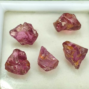 12 Carat, Genuine Rhodolite Raw 5 Pieces Lot Pink Colour Rhodolite Garnet Rough Lot Clean Raw Good Quality Rough Loose Gemstone, Birthstone.