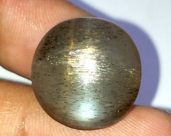 15 Carat, Top Grade Black Star Sunstone Cabochon, Loose Sunstone Star, Sunstone Gemstone Round Shape, 17x17x7 MM, Natural Asterism Gemstone.