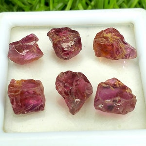 19 Carat, Genuine Rhodolite Raw 6 Pieces Lot Pink Colour Rhodolite Garnet Rough Lot Clean Raw Good Quality Rough Loose Gemstone, Birthstone.