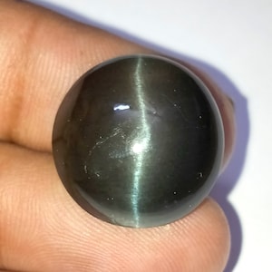 18 quilates natural negro gatos ojo sillimanita piedra preciosa natural, cabujón, piedra de ojo de gato, piedra preciosa, fabricación de joyas, redondo 18x18x10 MM