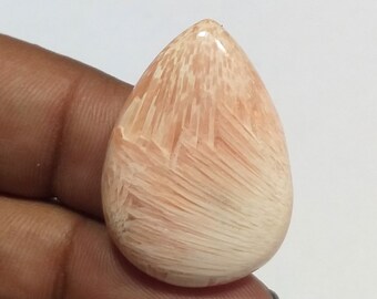 Scolecite Gemstone, Best Quality Scolecite Loose Gemstone, Cabochon Scolecite, Natural Stone, Natural Scolecite Pear, 19 CT. 30x20x6 MM.