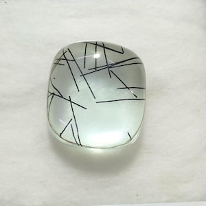 Top Quality Green Rutile Quartz Doublet Cabochon  Black Rutilated Doublet Quartz Gemstone  For Jewelry Cushion Shape 37 Carat. 23x20x10 MM.