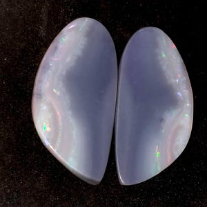 Pair 18 Ct, Natural Australian Opal Pair Cabochon Natural Opal Welo Opal Flashy Opal Australian Opal Loose Gemstone Gemstone Cab 30x15x5 MM.