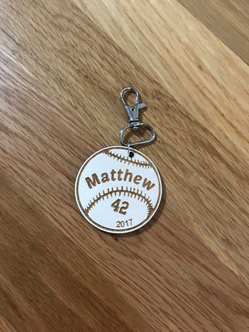 Custom Engraved Baseball Keychain Personalized Keychain Etsy