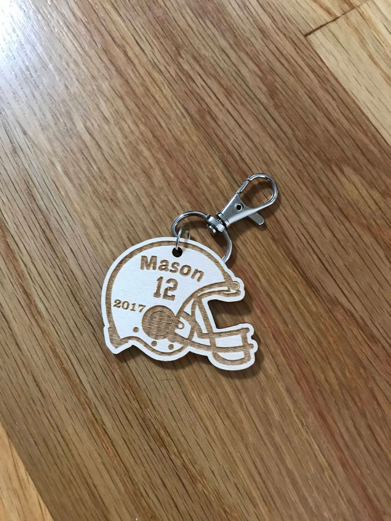 Custom Engraved Football Helmet Keychain Personalized Etsy