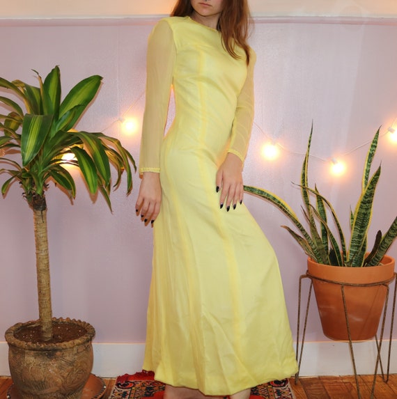 Vintage 60s Formal Prairie Maxi Dress 