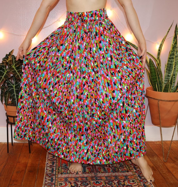 Vintage 70's Groovy Abstract Maxi Skirt