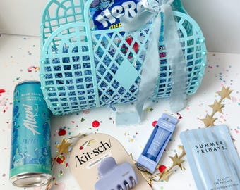 Blue Self Care Gift Basket | Teen Girl Gift | Best Friend Gift Box | Teacher Appreciation Gift | Mother’s Day Gift | Spa Gift Set with Drink