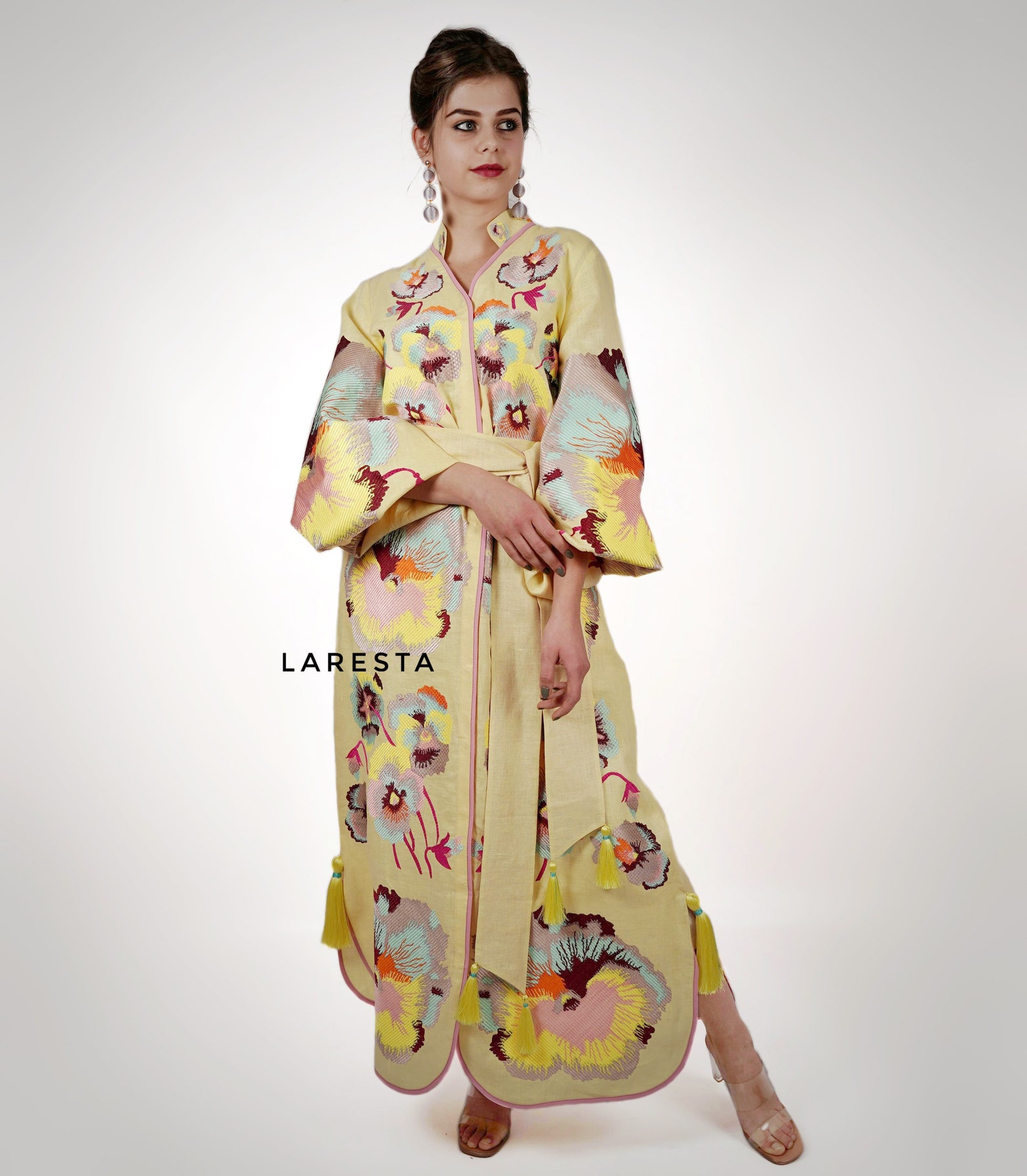 LEMON BLOOM COTTON KAFTAN