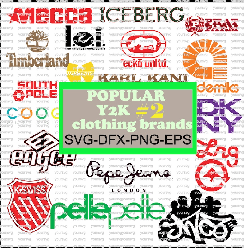 Popular Y2K Brands 2 MEGA Bundle. Svgpngdfxeps Etsy
