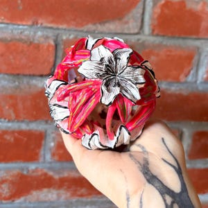 porcelain flower ball figurine//flower art//home decor//flower sculpture// flower ball//flower country home decor
