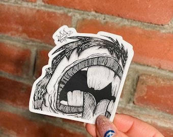 Monster Mouth Vinyl Sticker: Holographic Waterproof Bumper Sticker