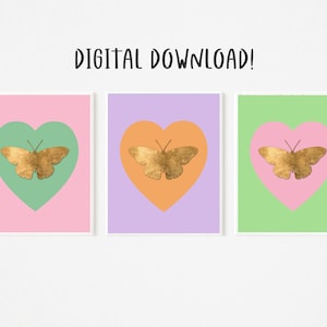 Butterfly Wall Art Set of 3, Butterfly Painting, Butterfly Wall Decor, Butterfly Art Print, Butterfly Set