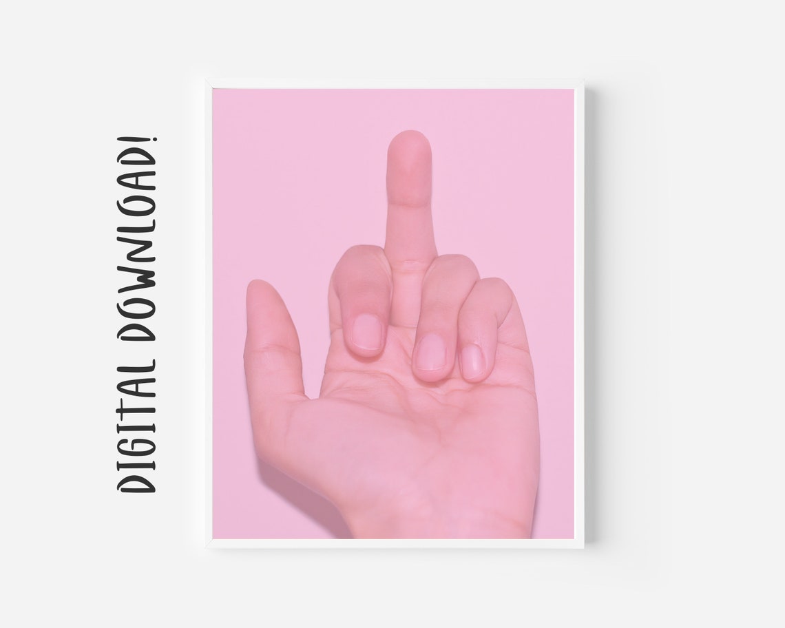 Middle Finger Pattern Pink Hot Pink Middle Finger Art Feminist Printable Wall Art Instant Download ...