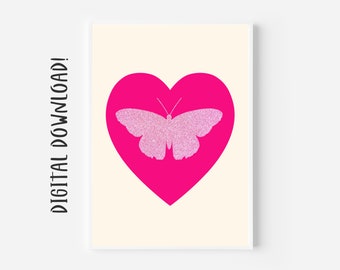 Pink Butterfly Painting, Butterfly Wall Decor, Butterfly Art Print, Butterfly Set, Butterfly Art Poster