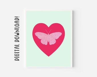Pink Butterfly Painting, Butterfly Wall Decor, Butterfly Art Print, Butterfly Set, Butterfly Art Poster
