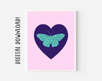 Pink Butterfly Painting, Butterfly Wall Decor, Butterfly Art Print, Butterfly Set, Butterfly Art Poster