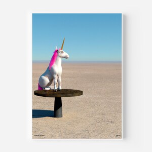 Einhorn in der Wüste Kunstdruckbare Wandkunst Sofortiger Download Digitaldrucke Eklektische Wanddekoration