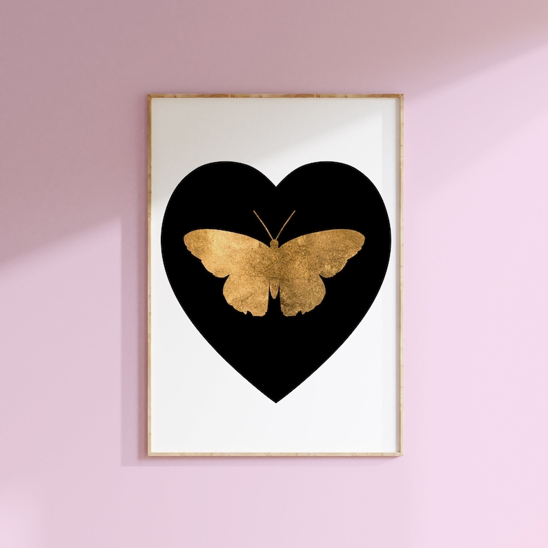 Black and Gold Butterfly Painting, Butterfly Wall Decor, Butterfly Art