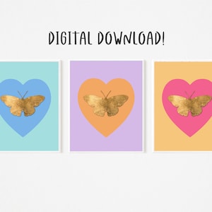 Butterfly Wall Art Set of 3, Butterfly Painting, Butterfly Wall Decor, Butterfly Art Print, Butterfly Set