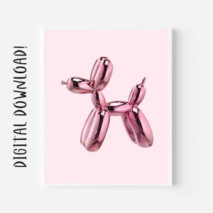 Balloon Dog Art, Pink Balloon Dog, Contemporary Art Print, Cute Wall Art