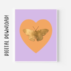 Purple and Gold Butterfly Painting, Butterfly Wall Decor, Butterfly Art Print, Butterfly Set