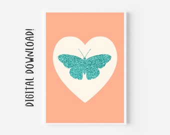 Pink Butterfly Painting, Butterfly Wall Decor, Butterfly Art Print, Butterfly Set, Butterfly Art Poster