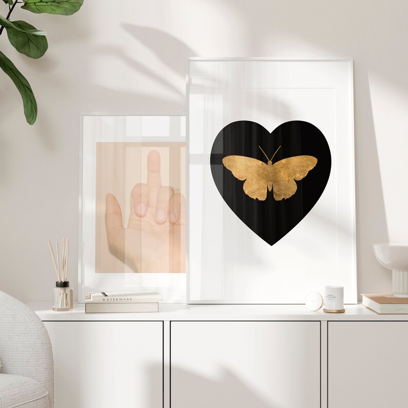 Black and Gold Butterfly Painting, Butterfly Wall Decor, Butterfly Art