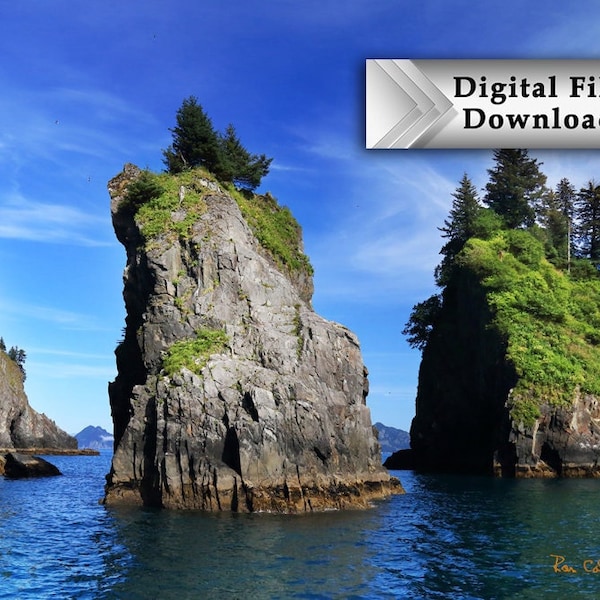 Resurrection Bay Alaska, Ocean Rock Formations, Seward Alaska, Digital High Resolution Printable Wall Art, Instant Download