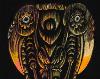 The Hornbill Mask 17 x 22  Limited Edition Tiki Fine Art Print