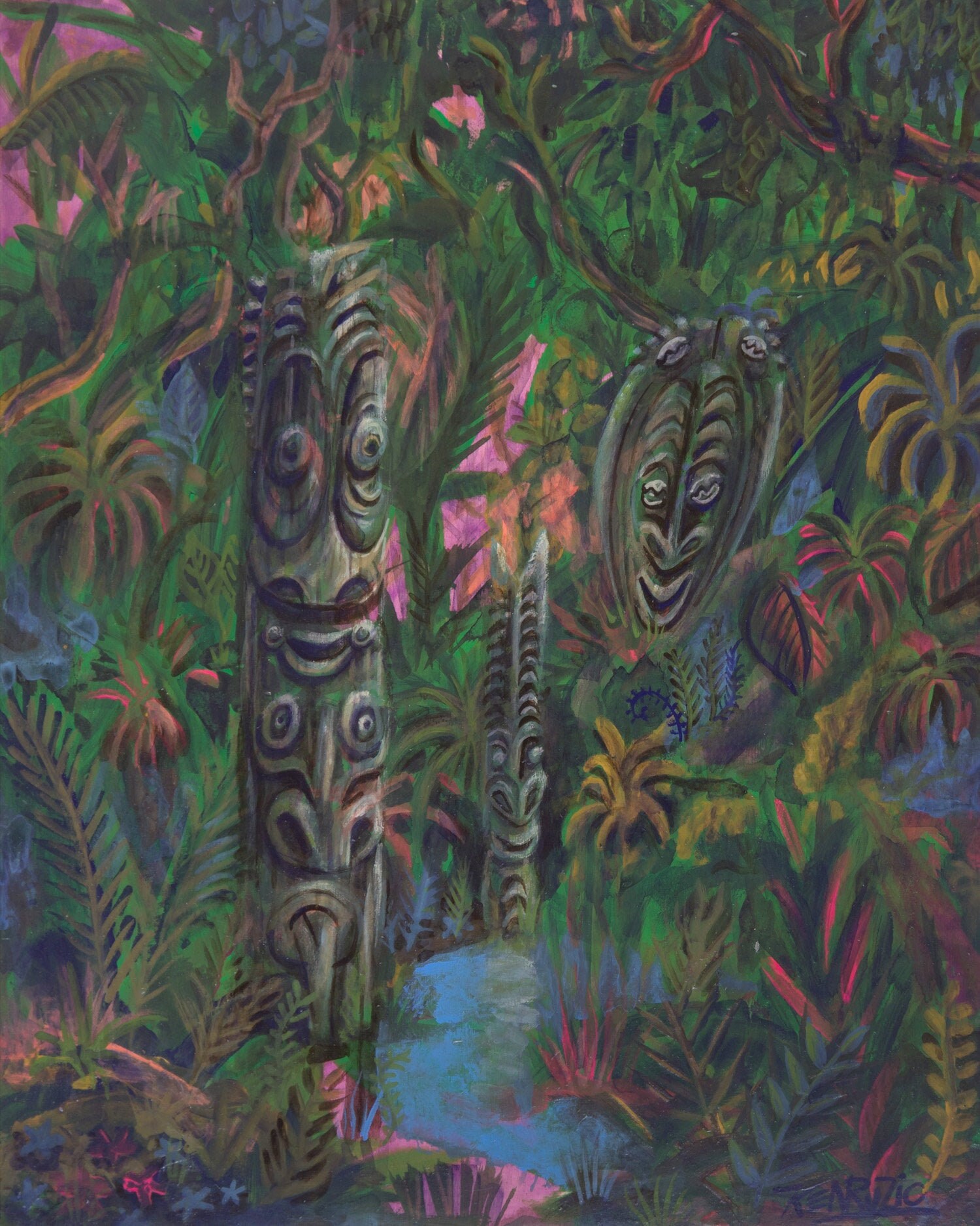 Panneau Mural Métal Fait Main – Scène De Poissons Tropicaux – Décor Océan Tiki 22 Pouces