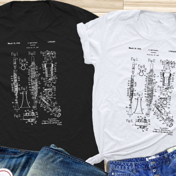 Clarinet H.BETTONEY Patent Shirt, Clarinet Patent, Clarinet Shirt, Clarinet Lover Gift, Birthday Shirt, Teacher Shirt, Meme Shirt, Dad Shirt