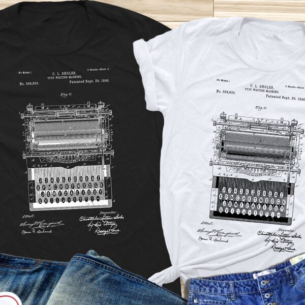 Type Writer Patent Shirt, Type Writer Shirt, Writer Gift,  Patent Shirt, Birthday Shirt, Meme Shirt, Teacher Shirt, Dad Shirt, Mama Shirt