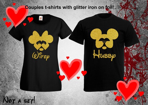 148 Disney Hubby Wifey Glitter Mickey Mouse Minnie Mouse | Etsy