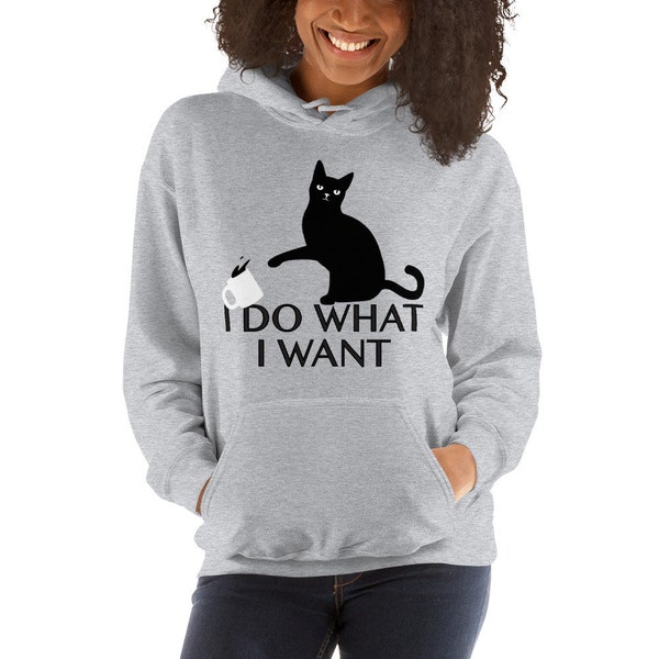 Do What I Want Sweatshirt Mit Schwarzer Katze - Lustiger Katzen Spruch Pullover