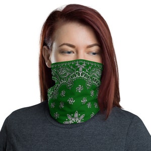 Classic retro Green Bandana Design Collo Gaiter Face Maschera