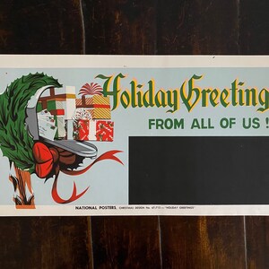 Saudações de Natal. Amostra de pôster de propaganda vintage