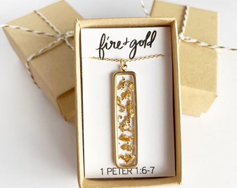 Christian gifts for women, Fire & Gold, Christian necklaces for women, Christian jewelry, inspirational gifts, encouraging gifts