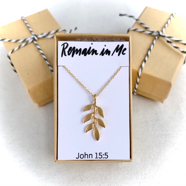 Christian gifts, Graduation gifts, Mothers day gifts, Remain in Me, Christian necklaces, I am the vine, gifts for mom, abide in me, baptism