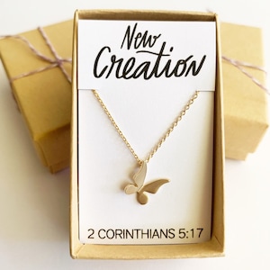 Christian jewelry for girls, Butterfly necklace, Christian gifts, new creation, gifts for new Christian, baptism gift, confirmation gifts