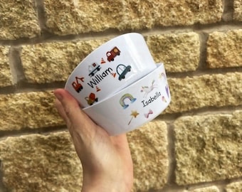 Personalised Children's Polymer Plastic Bowl - Various Designs Available