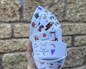 Personalised Children's Polymer Plastic Bowl - Various Designs Available