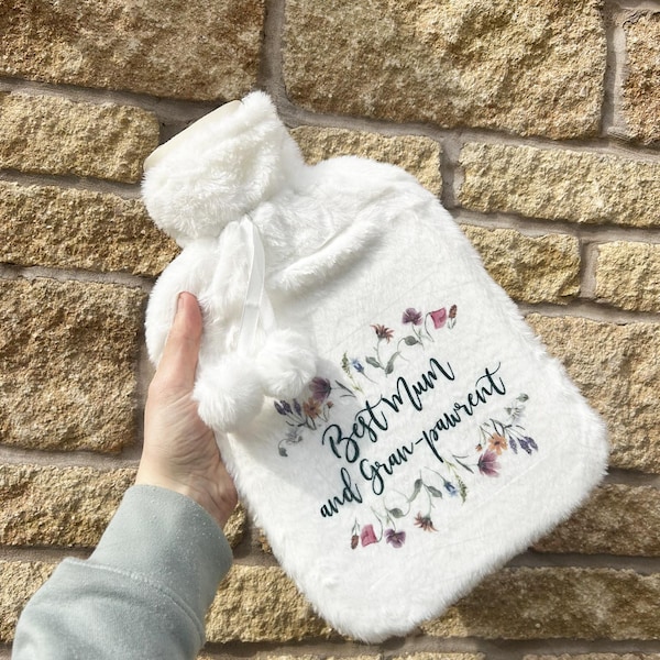 Personalised Hot Water Bottle|Wildflower Floral Design|Editable Text