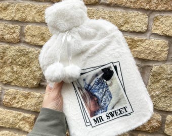 Personalised Hot Water Bottle|Photo Polaroid Design|Editable Text|