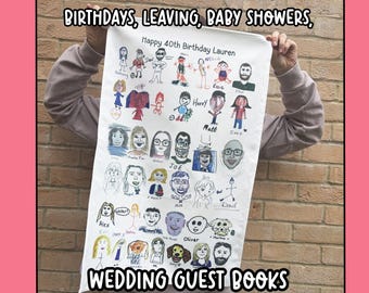 Personalised Tea Towel: Children's Drawing, Teacher Gift, Hen Party, Baby Shower, Wedding